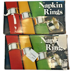 Vintage Leonard Silver Plated Napkins Rings 2 inch Rolled Edge Set of 8 1970'S